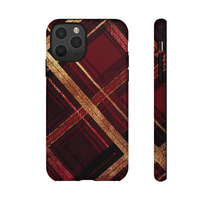 Crimson Luxe Plaid – Tough Glossy iPhone Case