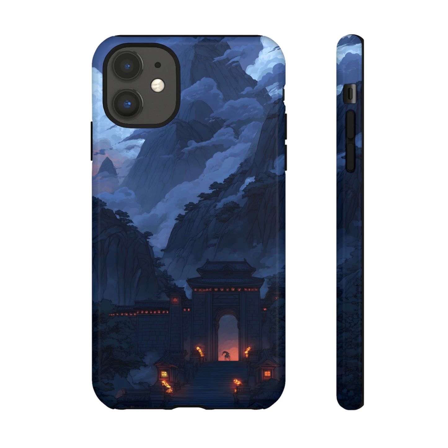 🌲 Mountain Fortress – Tough Glossy iPhone Case