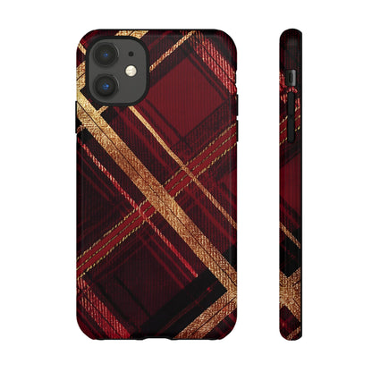 Crimson Luxe Plaid – Tough Glossy iPhone Case
