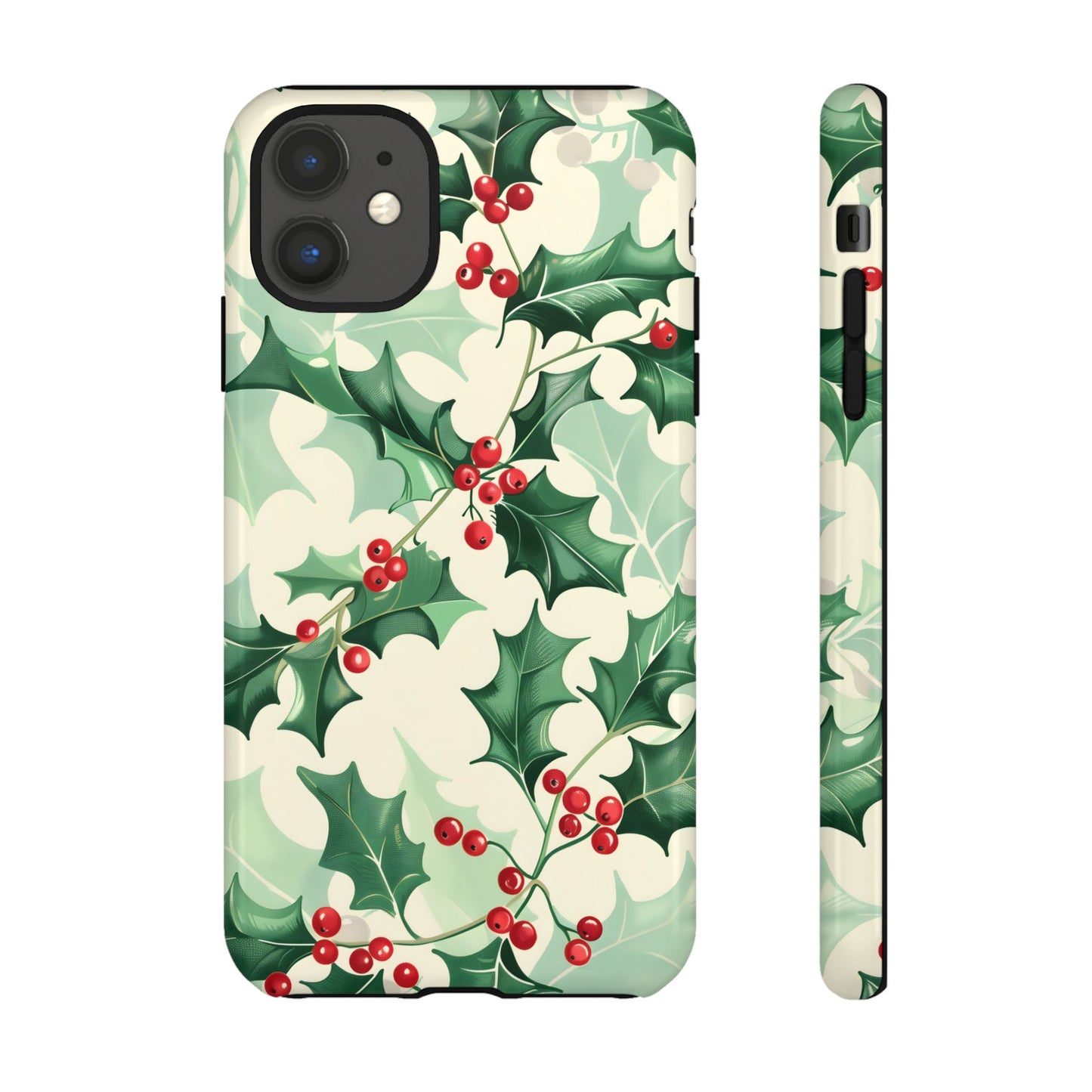 Winter Holly Charm – Tough Glossy iPhone Case