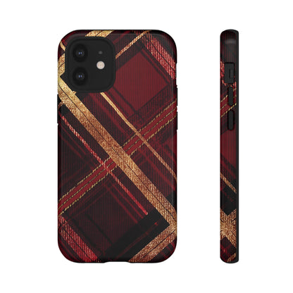Crimson Luxe Plaid – Tough Glossy iPhone Case