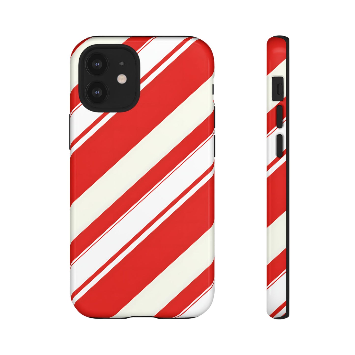 Crimson Holiday Stripes – Tough Glossy iPhone Case