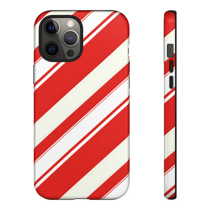 Crimson Holiday Stripes – Tough Glossy iPhone Case