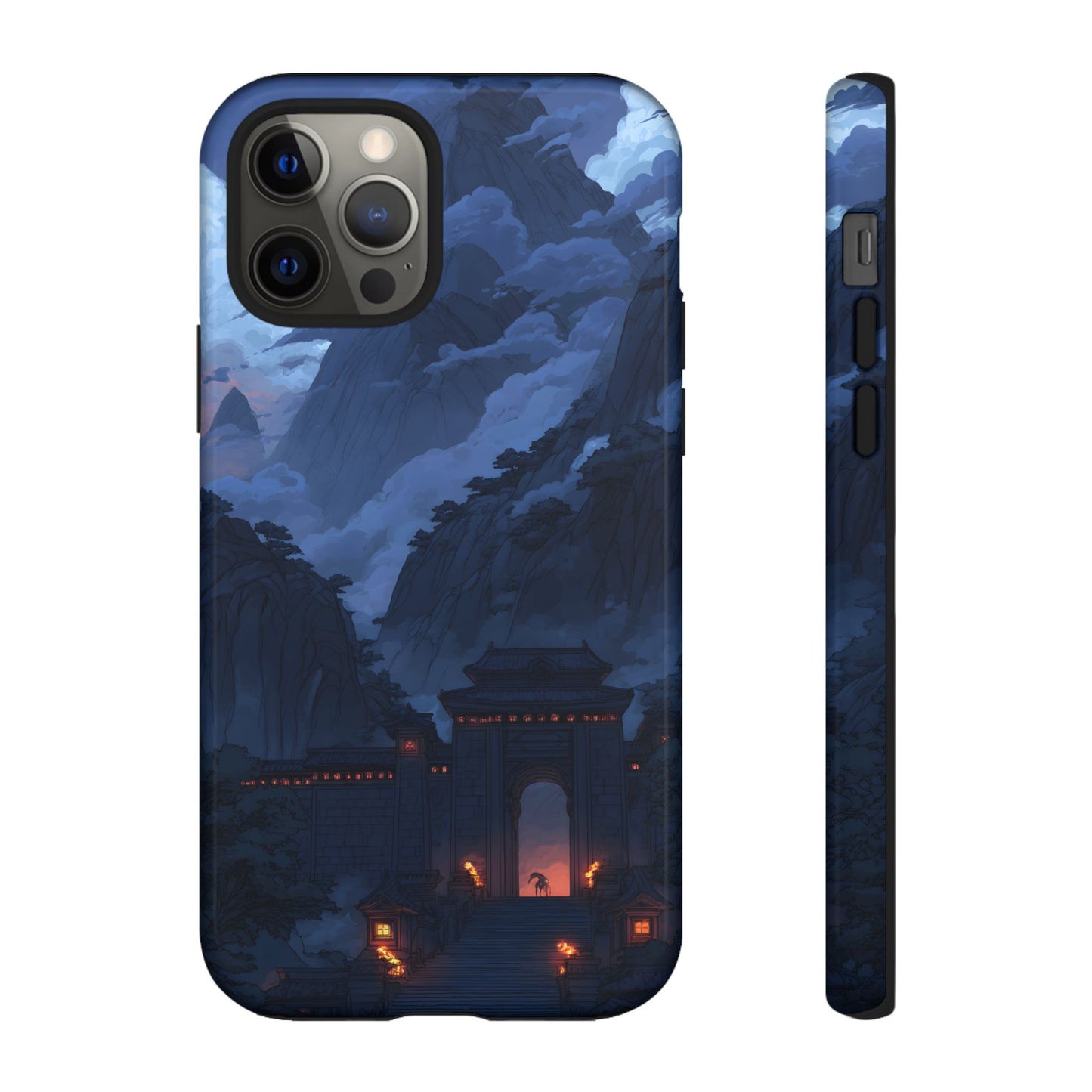🌲 Mountain Fortress – Tough Glossy iPhone Case