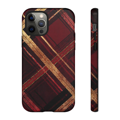 Crimson Luxe Plaid – Tough Glossy iPhone Case