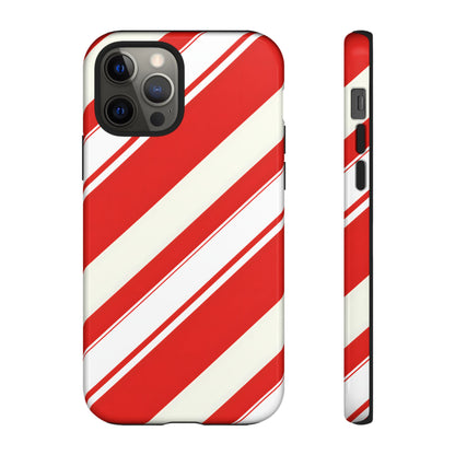 Crimson Holiday Stripes – Tough Glossy iPhone Case
