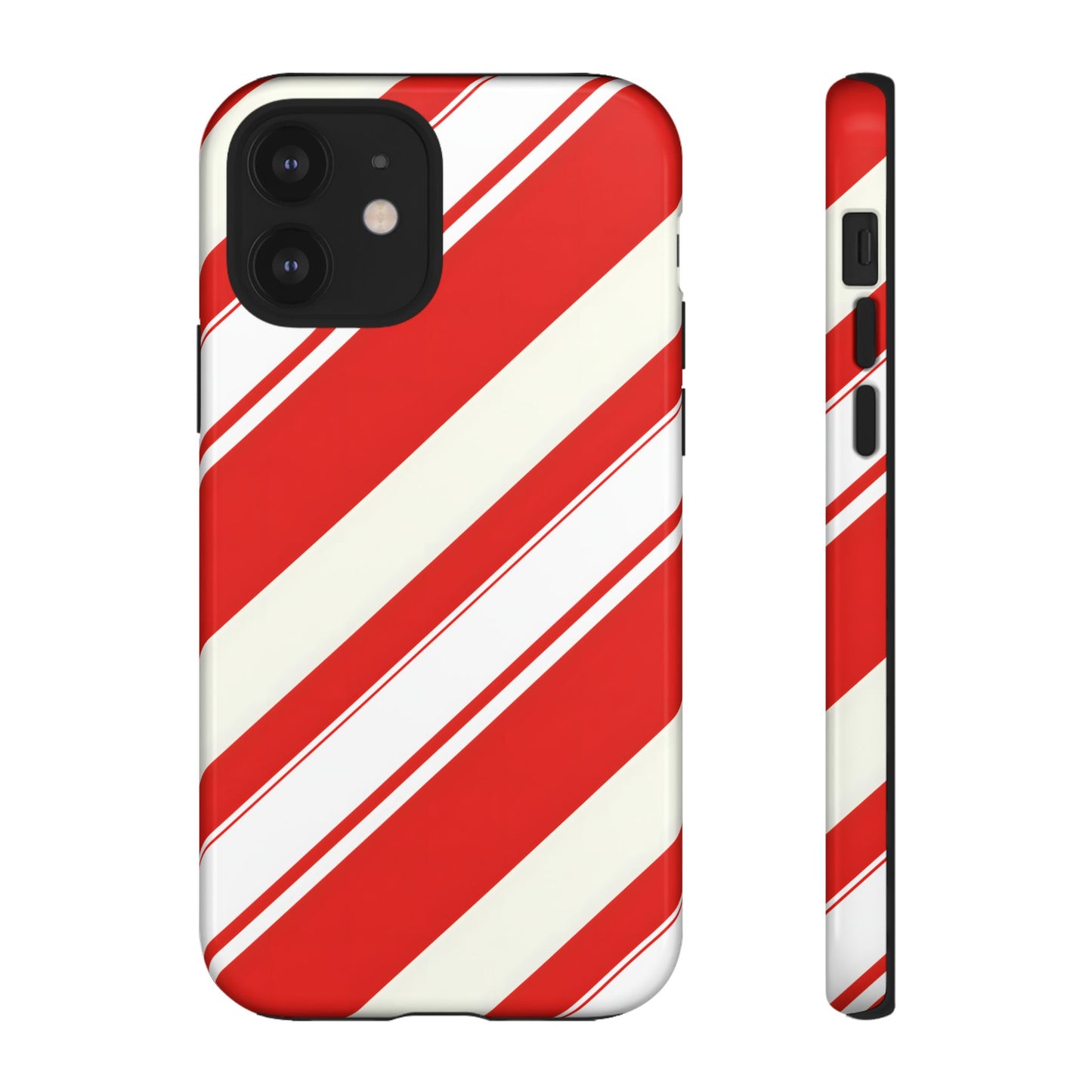 Crimson Holiday Stripes – Tough Glossy iPhone Case