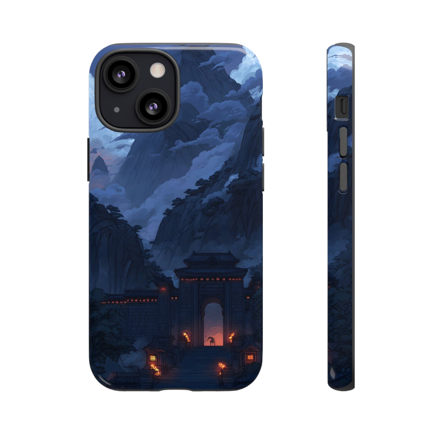 🌲 Mountain Fortress – Tough Glossy iPhone Case