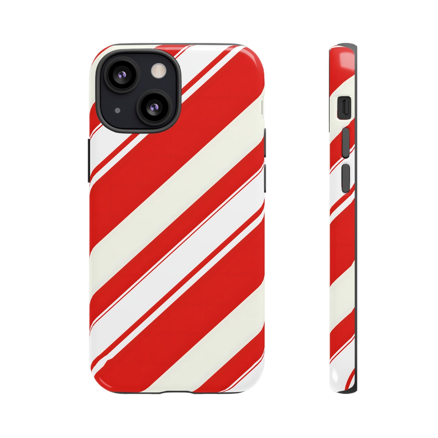 Crimson Holiday Stripes – Tough Glossy iPhone Case