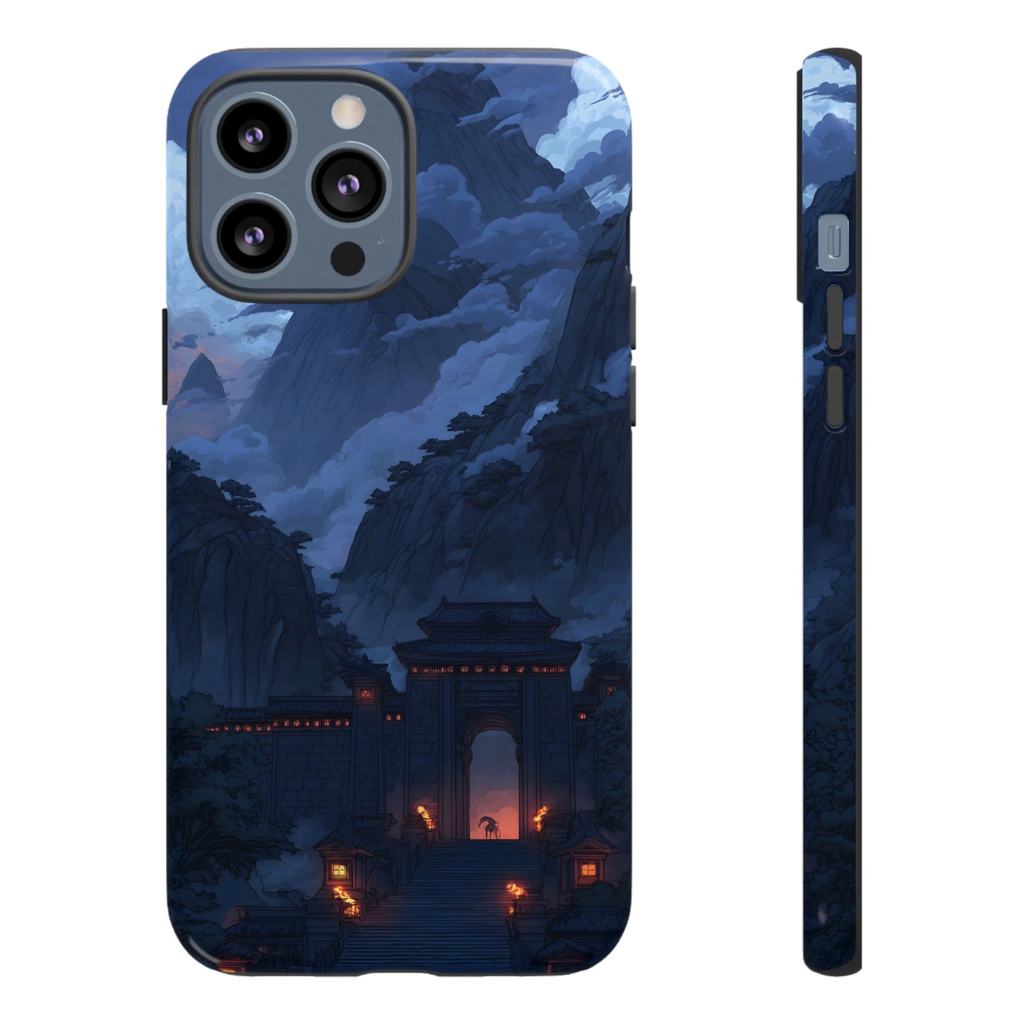 🌲 Mountain Fortress – Tough Glossy iPhone Case