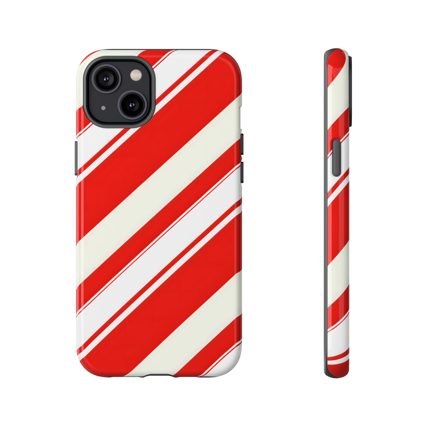 Crimson Holiday Stripes – Tough Glossy iPhone Case