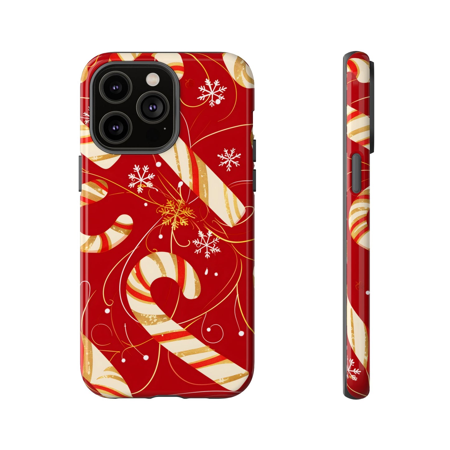 Golden Candy Cane Luxe – Tough Glossy iPhone Case