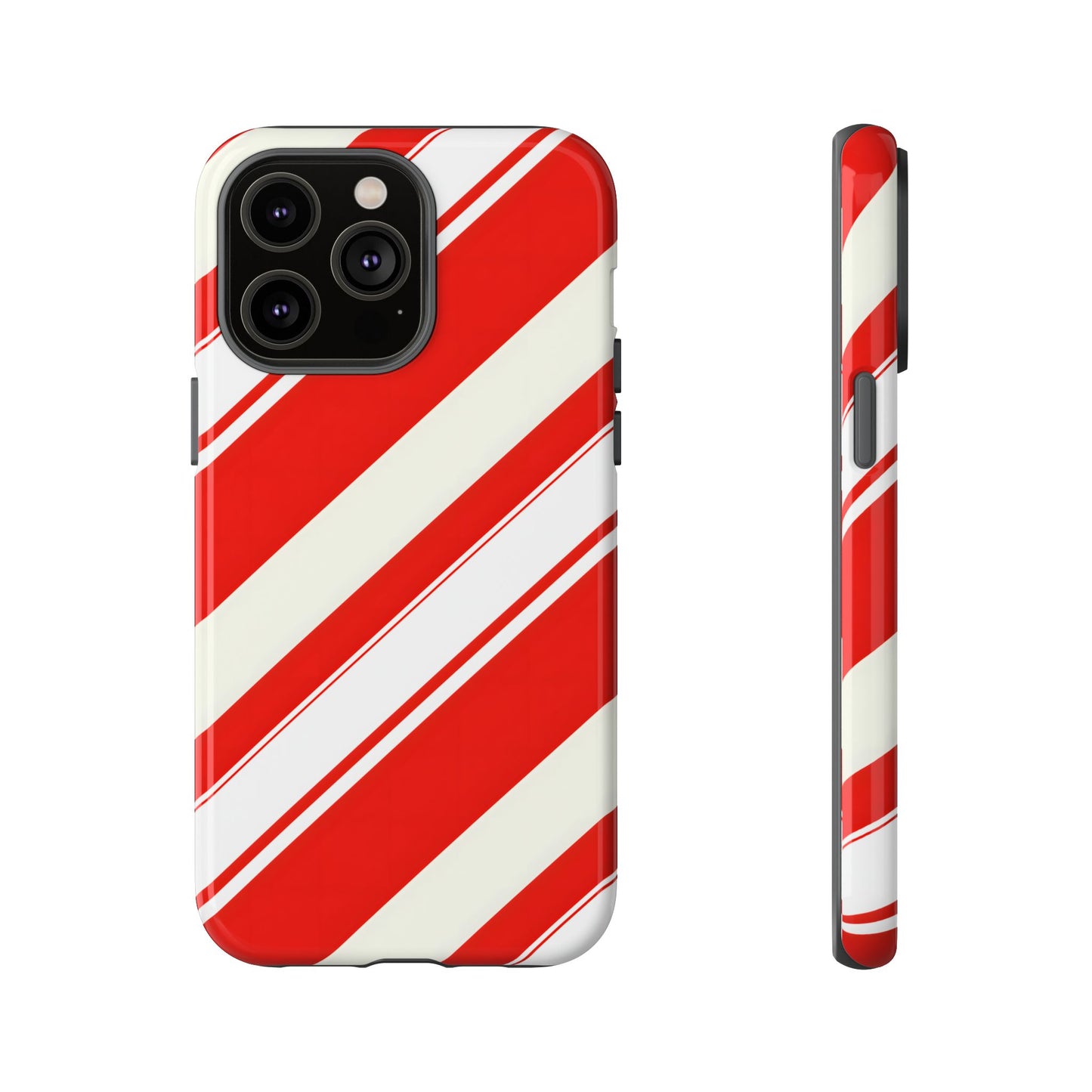 Crimson Holiday Stripes – Tough Glossy iPhone Case