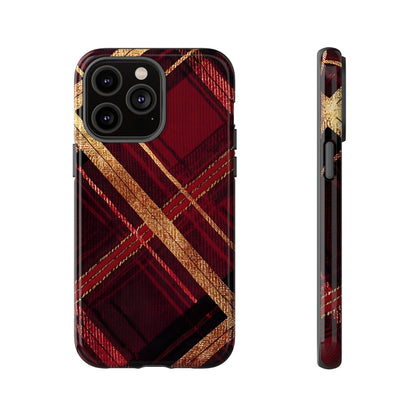 Crimson Luxe Plaid – Tough Glossy iPhone Case