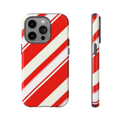 Crimson Holiday Stripes – Tough Glossy iPhone Case