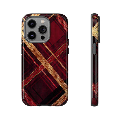 Crimson Luxe Plaid – Tough Glossy iPhone Case