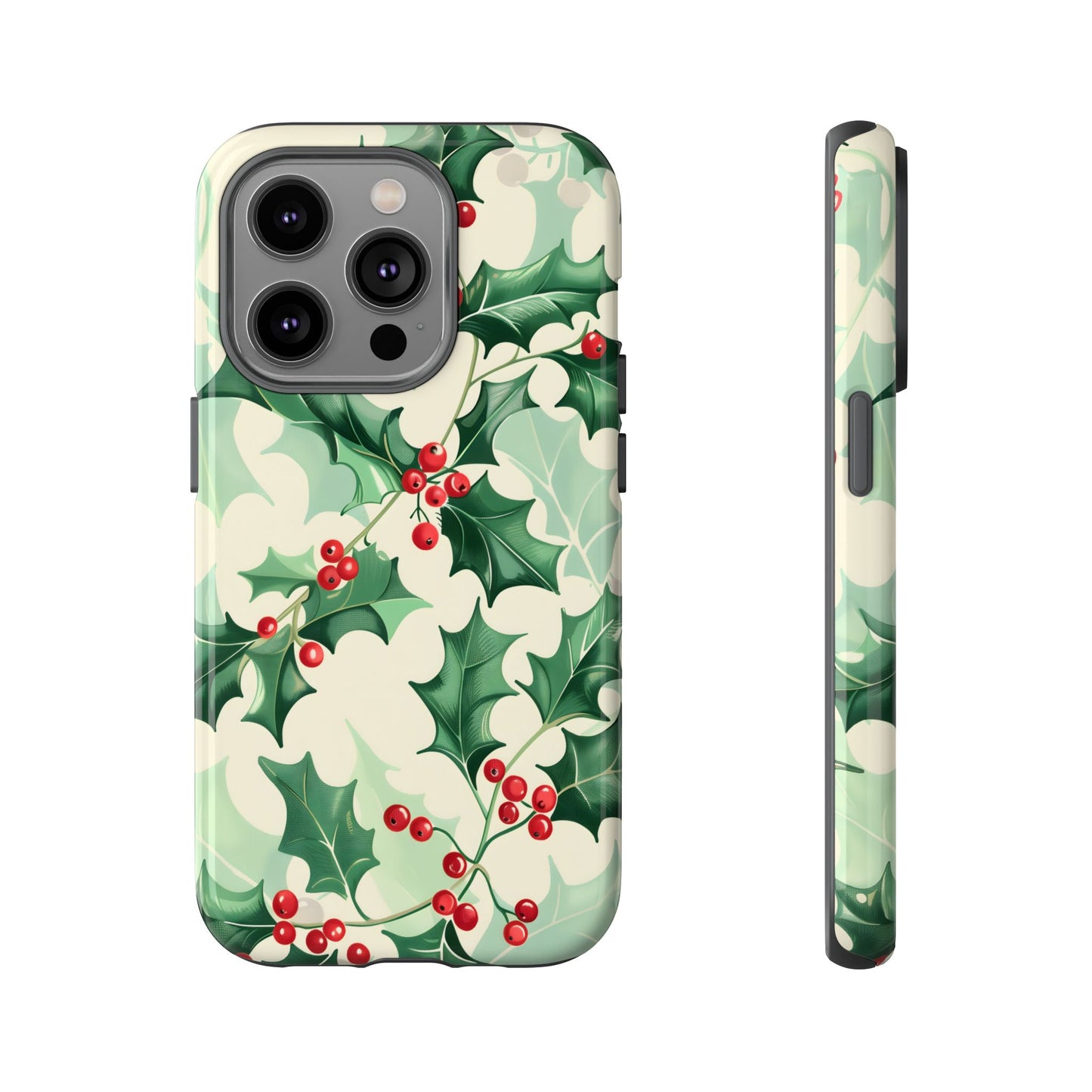 Winter Holly Charm – Tough Glossy iPhone Case