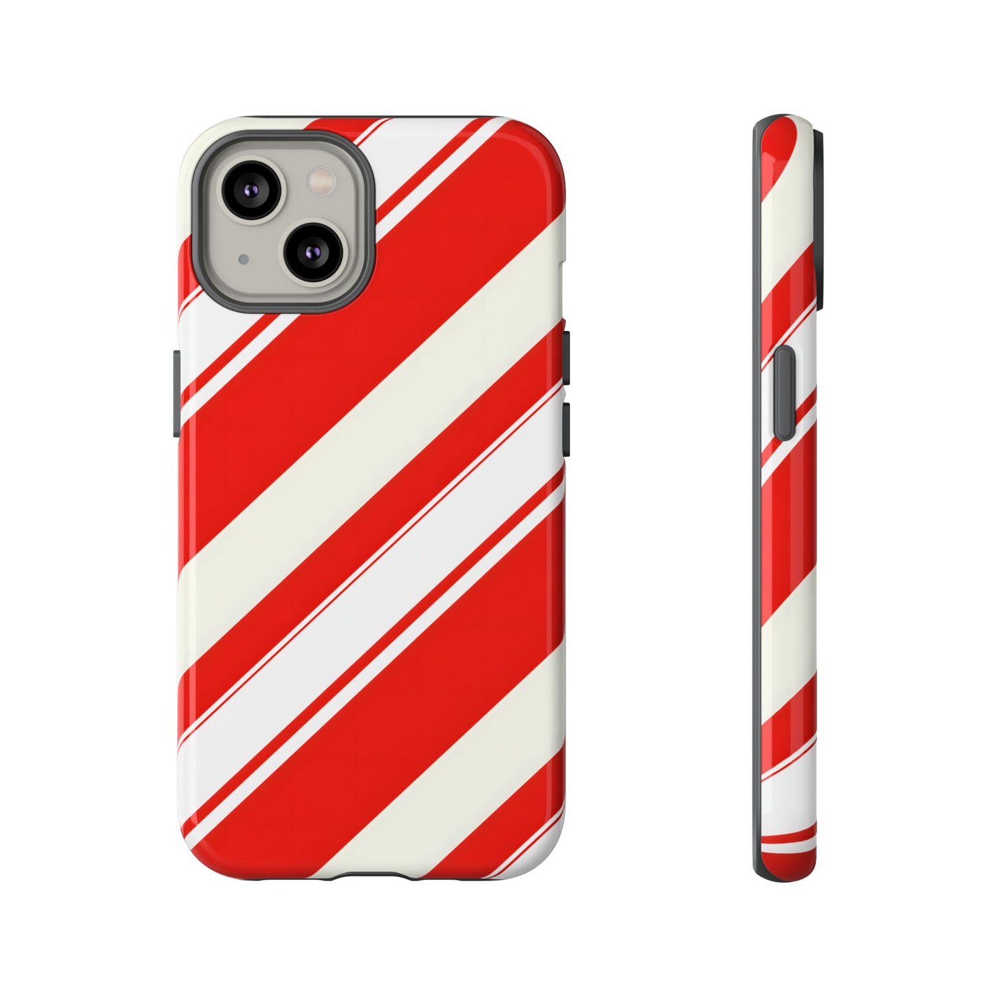 Crimson Holiday Stripes – Tough Glossy iPhone Case