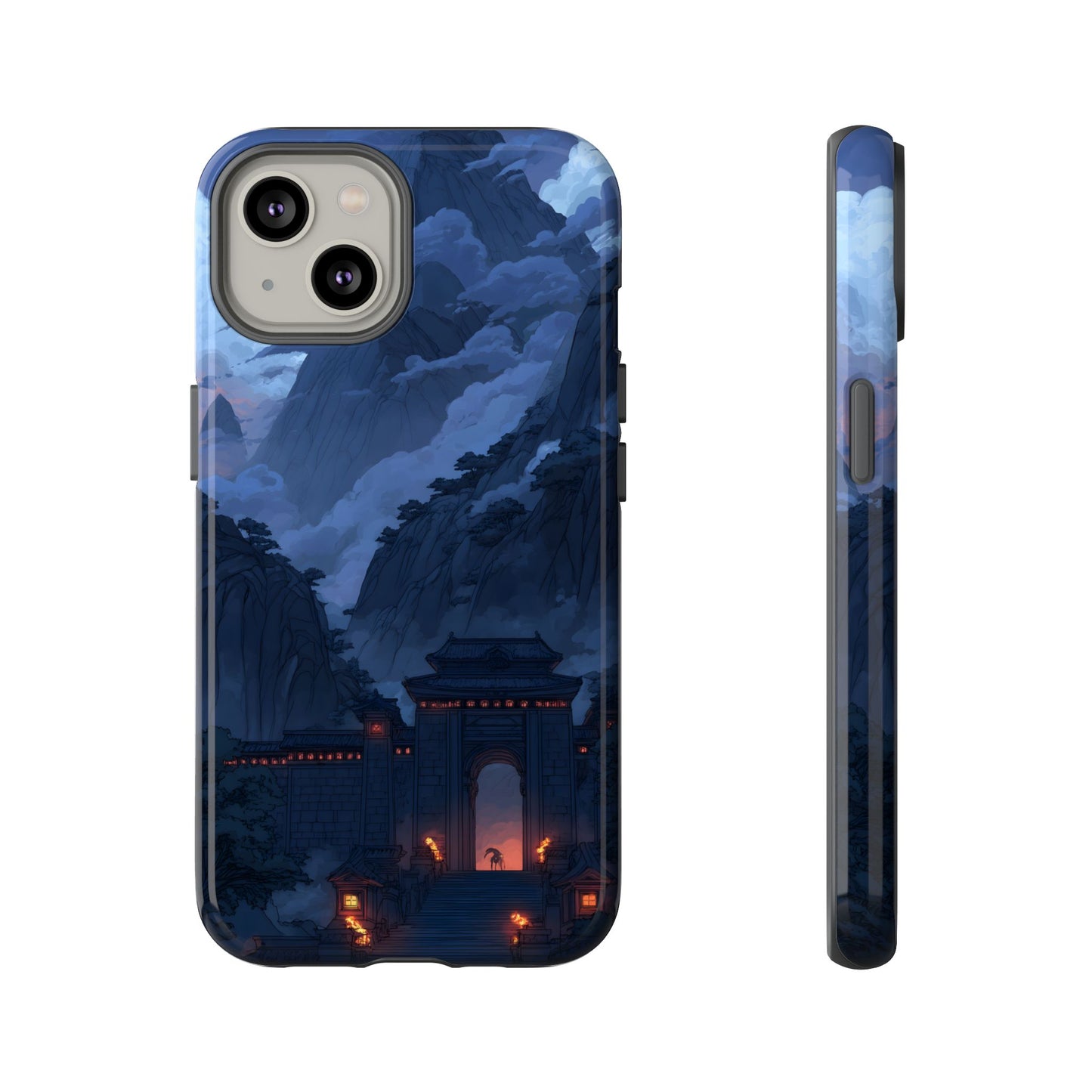 🌲 Mountain Fortress – Tough Glossy iPhone Case