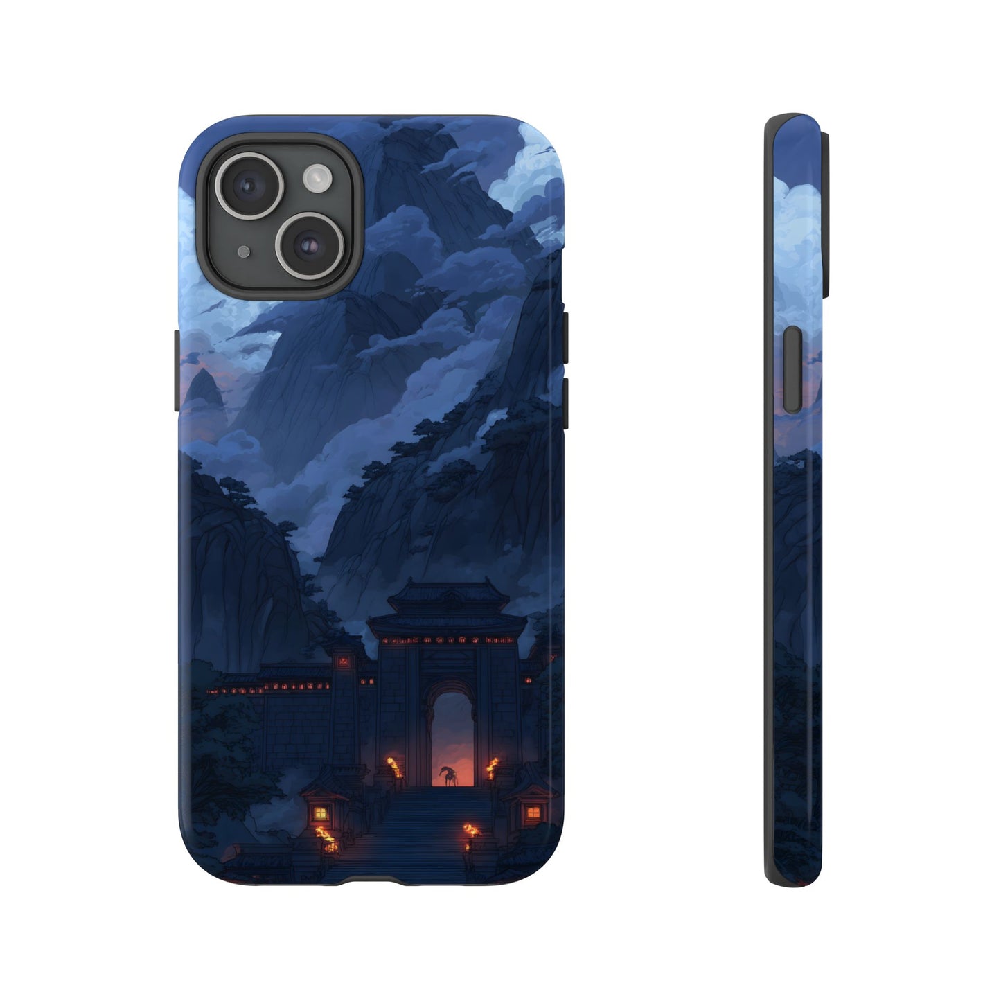 🌲 Mountain Fortress – Tough Glossy iPhone Case