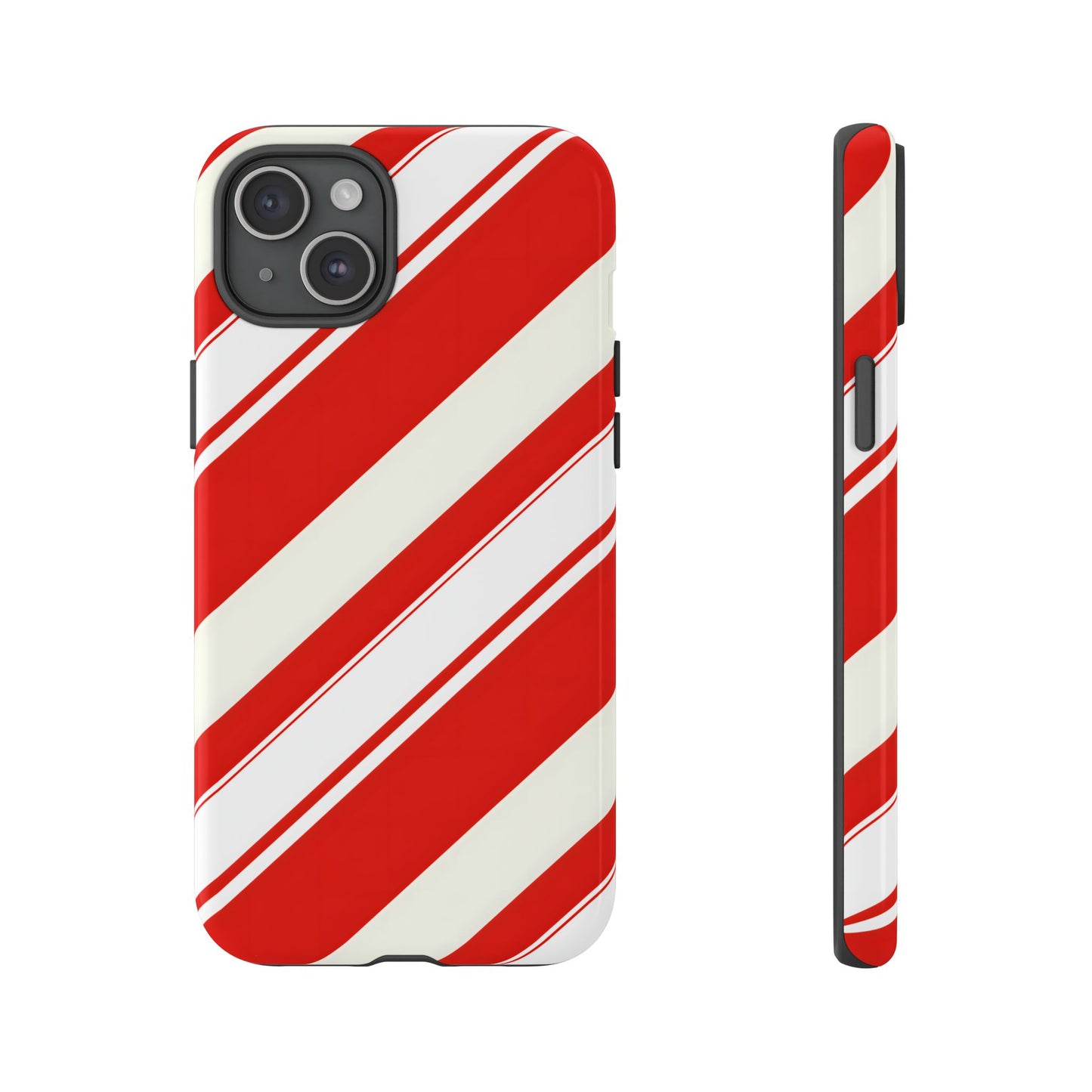 Crimson Holiday Stripes – Tough Glossy iPhone Case