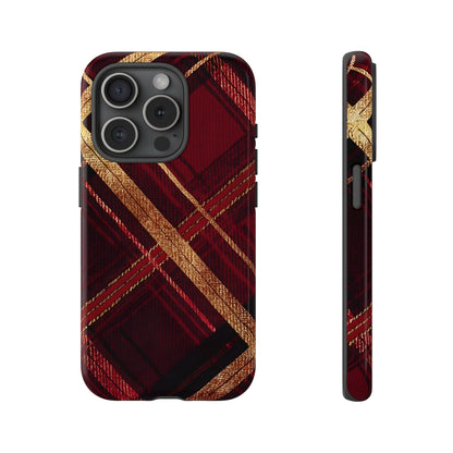 Crimson Luxe Plaid – Tough Glossy iPhone Case