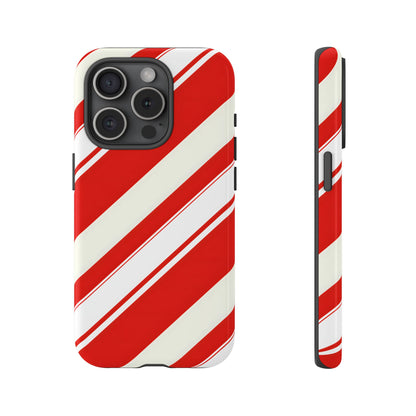Crimson Holiday Stripes – Tough Glossy iPhone Case