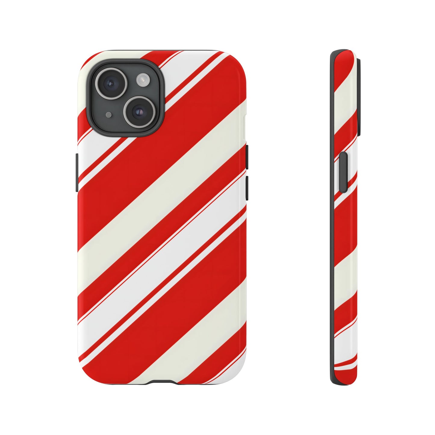 Crimson Holiday Stripes – Tough Glossy iPhone Case