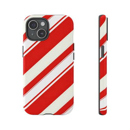 Crimson Holiday Stripes – Tough Glossy iPhone Case