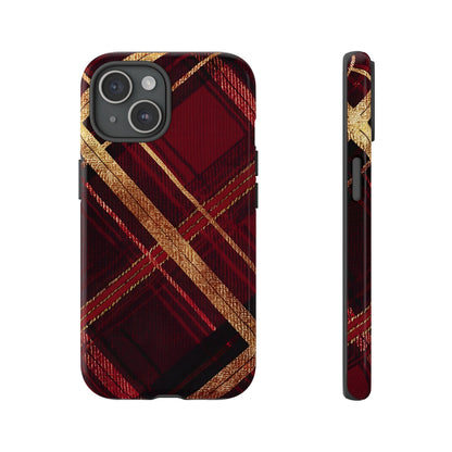 Crimson Luxe Plaid – Tough Glossy iPhone Case