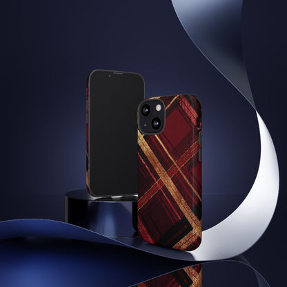 Crimson Luxe Plaid – Tough Glossy iPhone Case