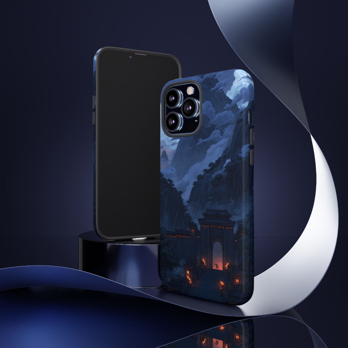🌲 Mountain Fortress – Tough Glossy iPhone Case