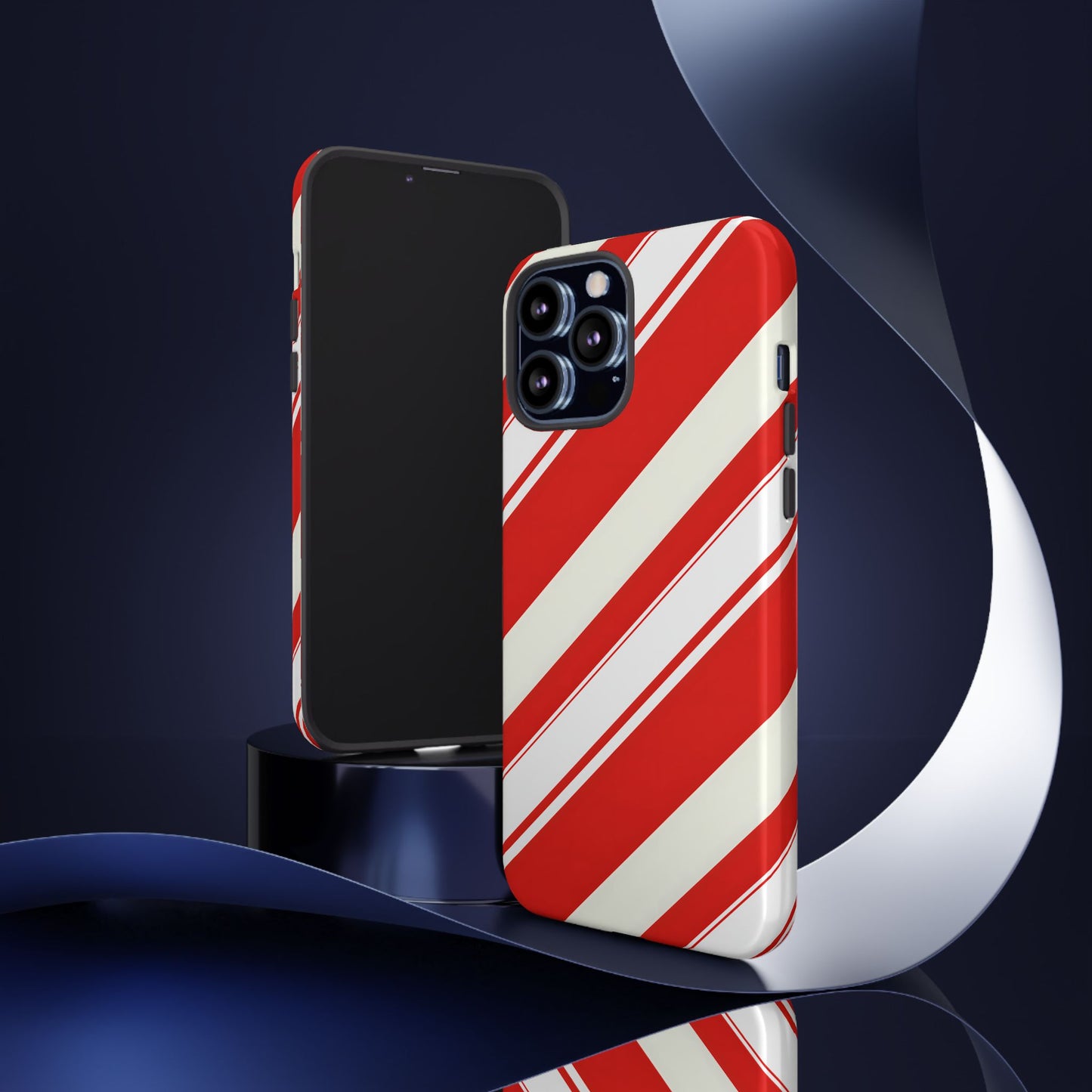 Crimson Holiday Stripes – Tough Glossy iPhone Case