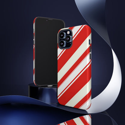 Crimson Holiday Stripes – Tough Glossy iPhone Case