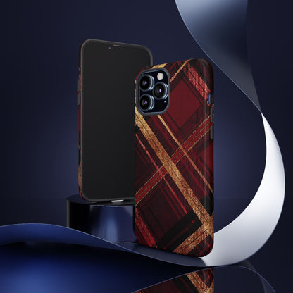 Crimson Luxe Plaid – Tough Glossy iPhone Case