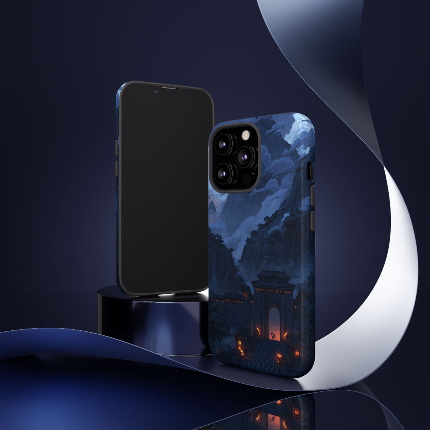 🌲 Mountain Fortress – Tough Glossy iPhone Case