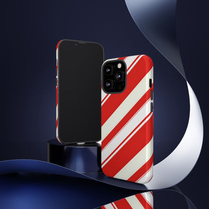 Crimson Holiday Stripes – Tough Glossy iPhone Case
