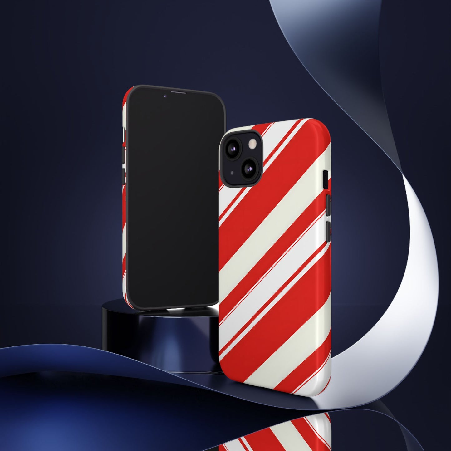 Crimson Holiday Stripes – Tough Glossy iPhone Case