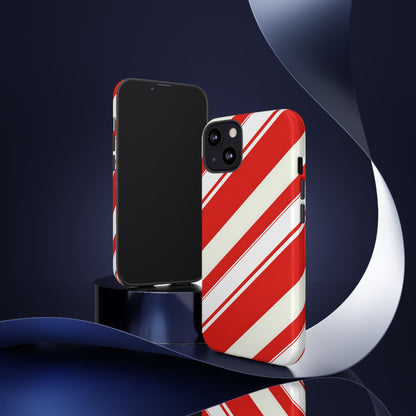Crimson Holiday Stripes – Tough Glossy iPhone Case
