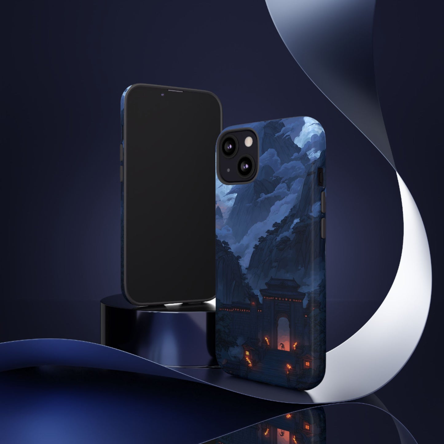 🌲 Mountain Fortress – Tough Glossy iPhone Case