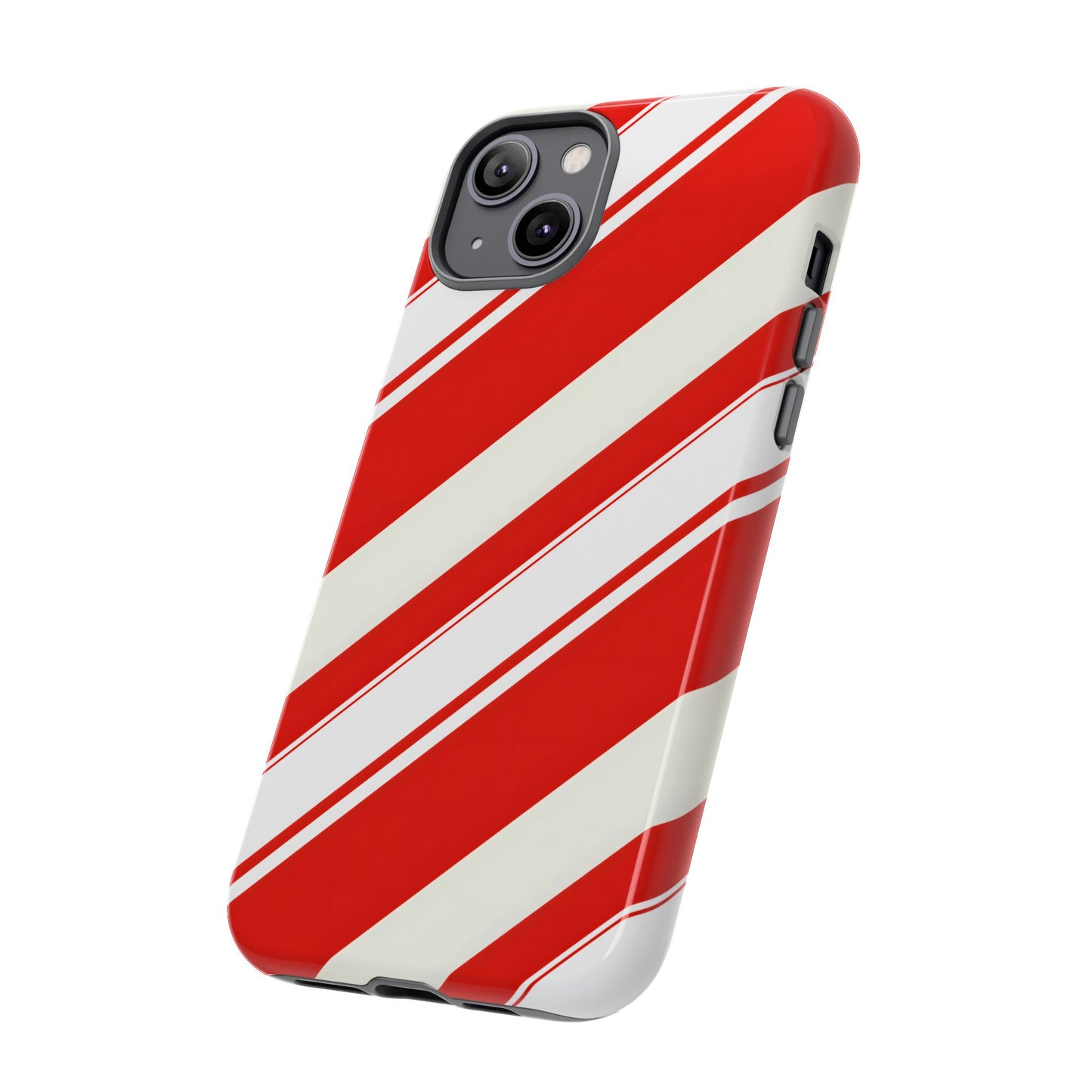 Crimson Holiday Stripes – Tough Glossy iPhone Case