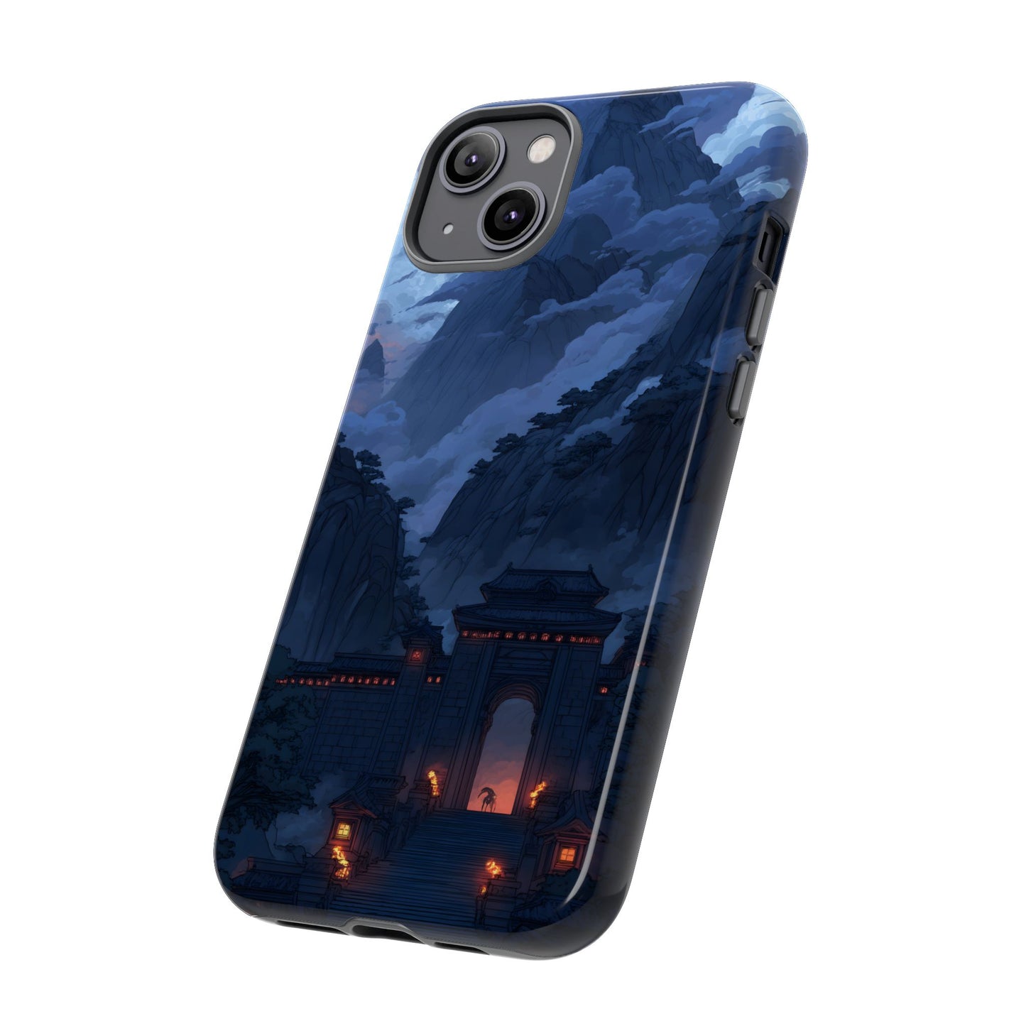 🌲 Mountain Fortress – Tough Glossy iPhone Case