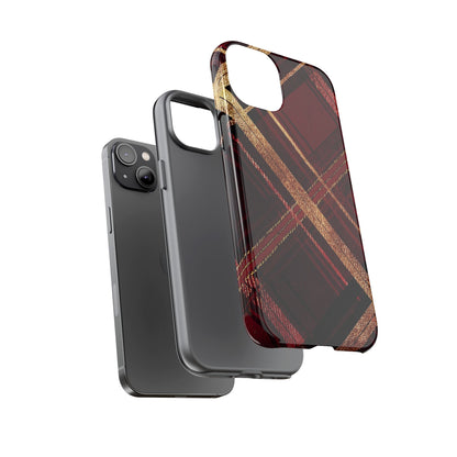 Crimson Luxe Plaid – Tough Glossy iPhone Case