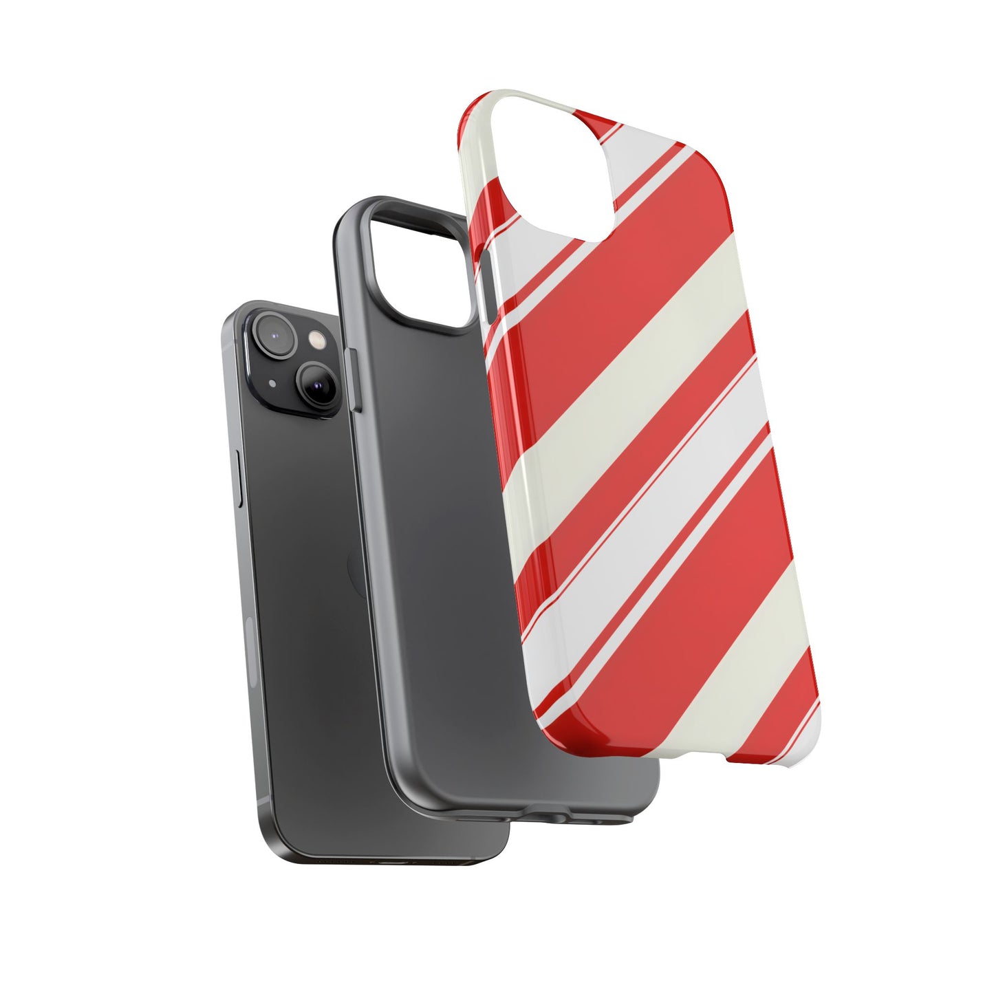 Crimson Holiday Stripes – Tough Glossy iPhone Case