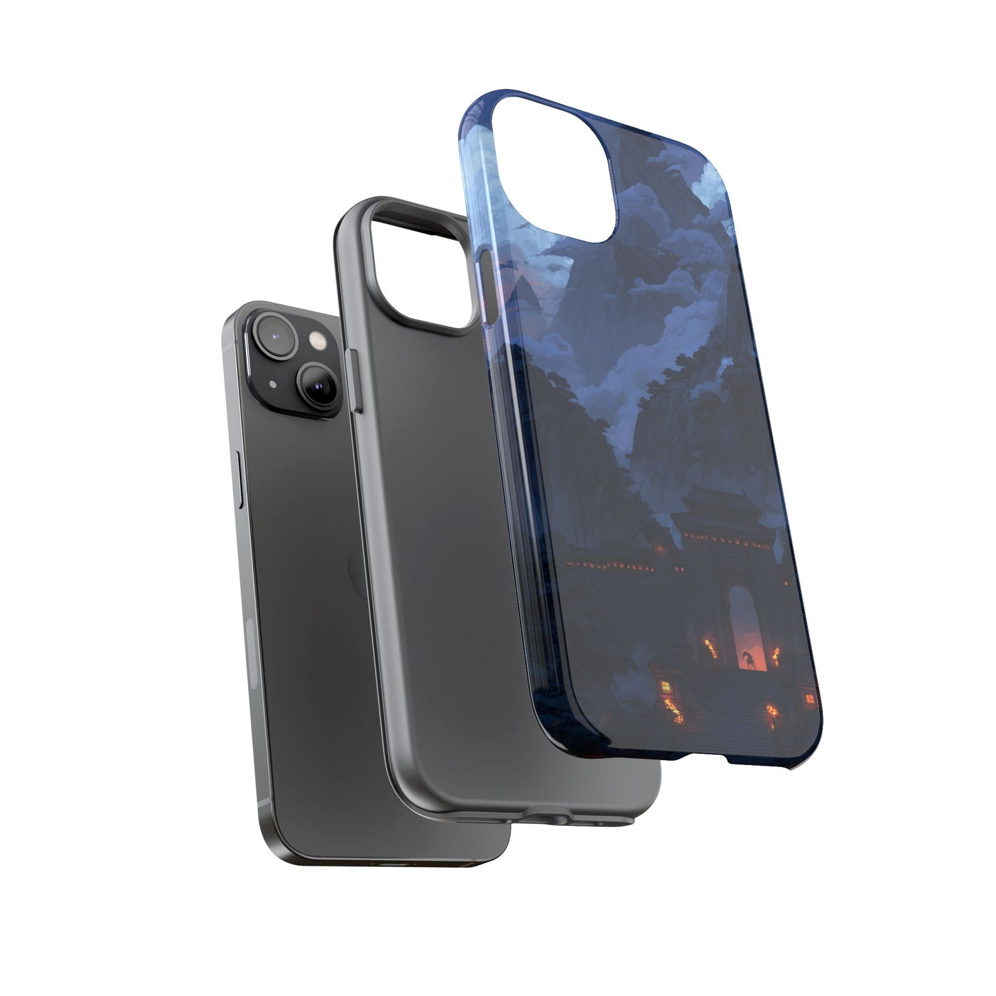 🌲 Mountain Fortress – Tough Glossy iPhone Case