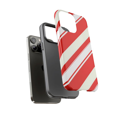 Crimson Holiday Stripes – Tough Glossy iPhone Case