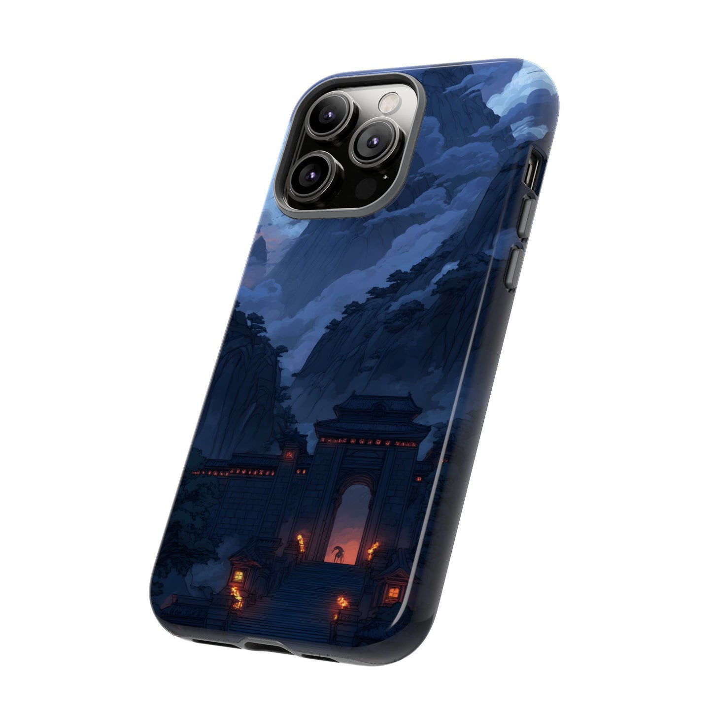 🌲 Mountain Fortress – Tough Glossy iPhone Case
