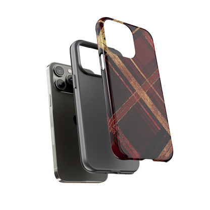 Crimson Luxe Plaid – Tough Glossy iPhone Case
