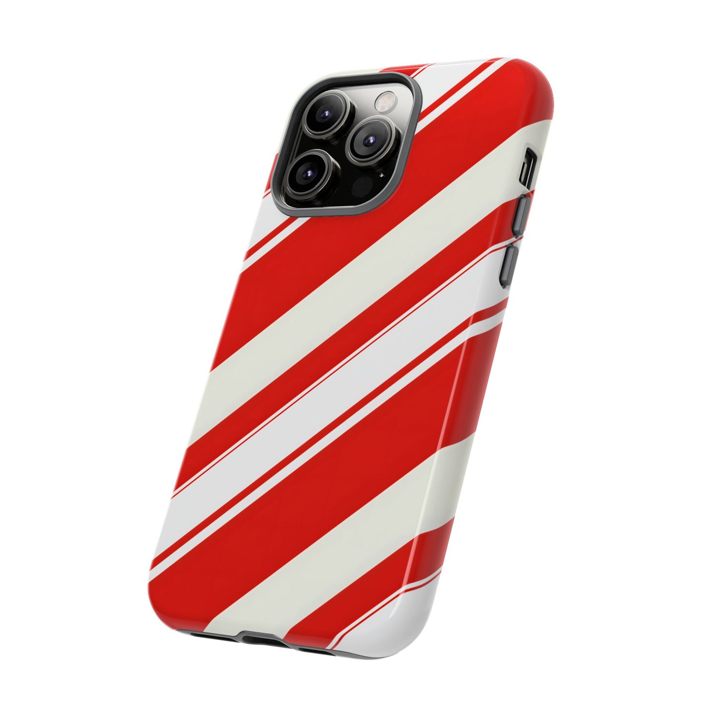 Crimson Holiday Stripes – Tough Glossy iPhone Case