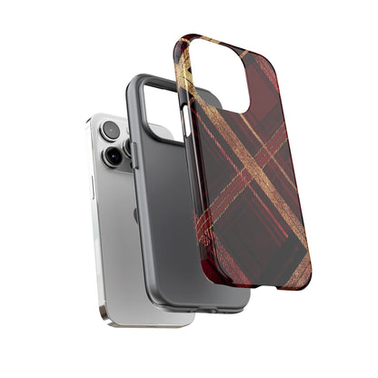 Crimson Luxe Plaid – Tough Glossy iPhone Case